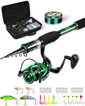 Ghosthorn Fishing Rod and Reel Combo Graphite Telescoping Fishing Pole Portable Travel Kit with Carrier Bag for Freshwater Saltwater - size: 6 ft, style: Full Kit With Carrier Case