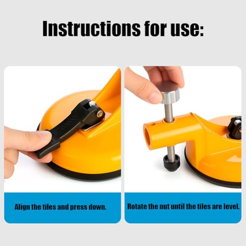 Adjustable Height Setter - Professional Countertop Leveling Tool, Aluminum Alloy Adjustable Height Setter Floors with Vacuum Suction & Precisionadjustment for Granite, Marble, Quartz Slabs (Yellow) - color: Yellow