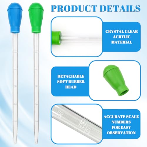 17.7 Inch 2 Pcs Extra Long Aquarium Coral Feeder Tool, Deep Tank Coral and Fish Feeding Pipette, Reef Corals Food Spot Feeder Tube for Corals and Fish Feeding, Reef Tank Maintenance Accessories