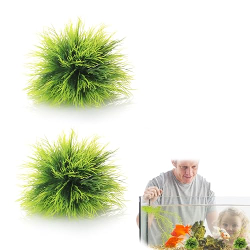 2PCS Realistic Aquarium Plants Artificial Grass for Fish Tank Aquarium Grass Small Soft Plastic Fake Plants Turtle Decorations Mini Fish Tank Ornament Green Plant Set