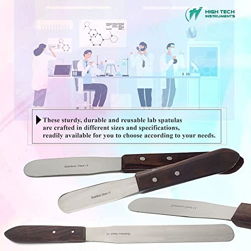 Science Lab Supplies Wooden Handle Spatula 5" Blade with Parallel Sides Used in Research Laboratory Shovel for Sampling Mixing & Handling Gels, Powders, Pastes & More