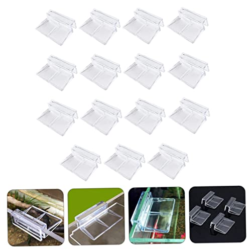 WOONEKY 15pcs Aquarium Stand Acrylic Clips Fish Tank Cover Holder Betta Aquarium Tank Brackets Easy Installation - size: 5.5X4X1.8CM