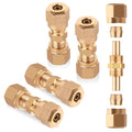 Air Brake Nylon Tubing Brass Union Fitting, 1/4" Air Compression Straight Union Fittings for Nylon Hose with D.O.T Approved (Pack 4)