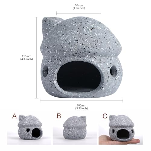 Cute Mushroom Aquarium Decorations, Ceramic Fish House Decor, Small Pleco Shelter Caves, Betta Fish Tank Accessories, Mushroom Shape Shrimp Fish Tank Decorations Stone Color - Grey - color: Grey
