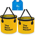 Collapsible Foldable Buckets with Handles – 3-Piece Set (10L & 15L) Bucket + 10L Water Bag with Faucet – Waterproof PVC Wash Basins for Camping, Fishing, Hiking, Car Wash – Portable & Leakproof–Yellow