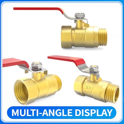 ChillWaves Brass Ball Valve, Air Compressor Ball Valve Shut Off Switch 1/2" NPT Male x 1/2" NPT Female Thread Pipe Fitting(4-PACK) - size: 1/2" MNPT x 1/2" FNPT, style: PACK OF 4