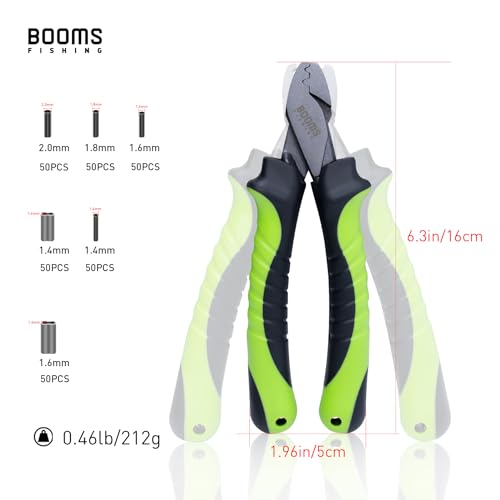 Booms Fishing CP2 Fishing Crimping Tool for Single-Barrel Sleeves, with 300pcs Sleeves, Green - style: Green Crimping Pliers with 300pcs Sleeves
