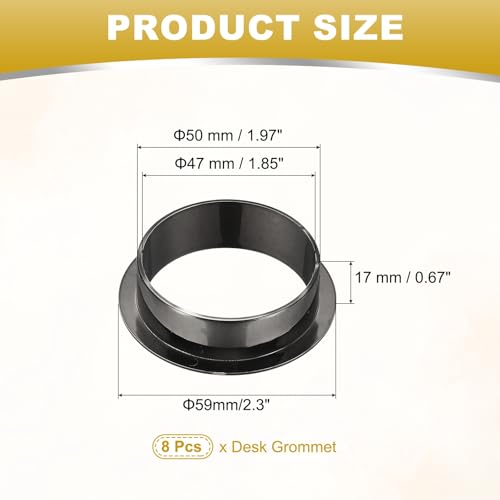 M METERXITY 8-Pack Desk Grommet, 2.3 Inch 59mm Plastic Desktop Cable Hole Cover Plastic Grommet for Home/Office Desktop Wire Organizer [Black] - color: Black, size: 2.3"