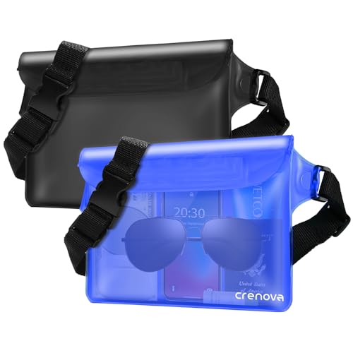 Waterproof Bag Fanny Packs for Women, Cruise Vacation Essentials Waterproof Pouch for Phone Passport Purse, Floating Dry Bags for Beach Water Park Boating Fishing Diving Surfing Kayaking Accessories - color: Blue & Black