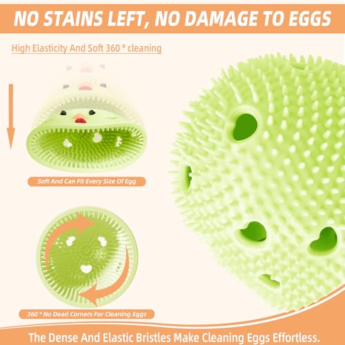 Silicone Egg Brush Cleaner, Egg Washer for Fresh Eggs, Egg Cleaner for Fresh Eggs, Egg Scrubber for Fresh Eggs, Reusable Cleaning Tools for Egg Washer (Green) - color: Green