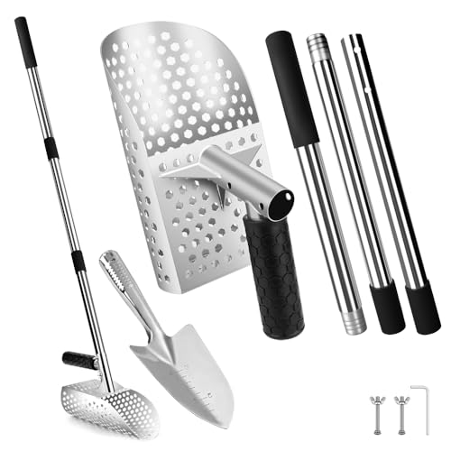 Sand Scoop for Metal Detecting, Stainless Steel Metal Detector Scoop with Long Steel Handle, Metal Detector Accessories, Sand Sifter for the Beach, Large 2