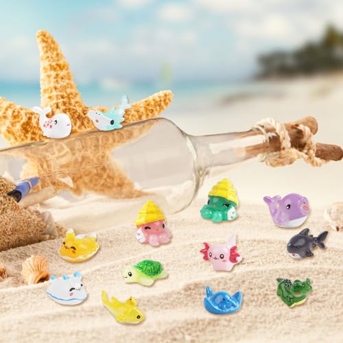 36pcs Mini Ocean Figurines,Tiny Resin Trinkets Fish Tank Decorations Birthday Party Decoration Garden Fairy Accessory