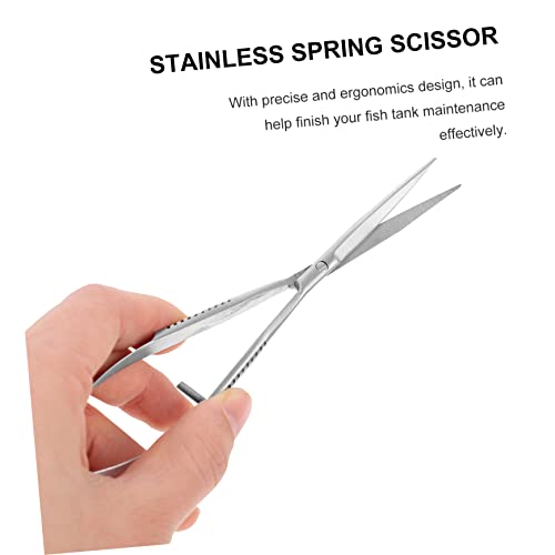 Abaodam Stainless Steel Spring Aquarium Scissor for Aquascaping Portable Water Grass Clipper Tool Professional Aqua-plant Trimming Scissors for Fish Tank Maintenance