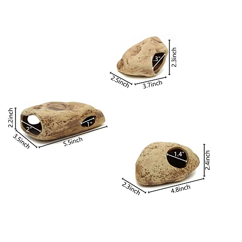ALEGI Stackable Aquarium Ceramic Decorations Rock Caves,Betta Fish Tank Decor Accessories,Hideaway for Shrimp Cichlid Hiding Breeding Spawning (Set of 3)
