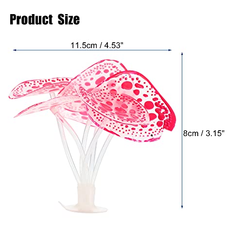 VOCOSTE Soft Silicone Glowing Aquarium Simulation Coral with Sucker, Fluorescence Aquatic Artificial Water Plants for Fish Tank Decoration, Pink - color: Pink