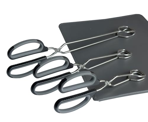 HINMAY Stainless Steel Scissor Tongs Cooking Tongs Set, Set of 3 (Black Handle, 10" 12" 16") - size: 3 Pack: 10" 12" 16"