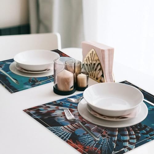 Placemats Set of 4 Washable Heat Resistant Place Mats Fish in Fish Tank Dining Table Mats Wipeable Placemat for Kitchen Dining Table Decoration Indoor Outdoor - size: 1PCS