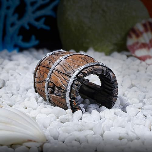 Aquariums Decoration Resins Barrels Simulation Small Wine Barrels Decoration for Fishes Tanks and Reptiles Habitats Reptiles Hide Cave