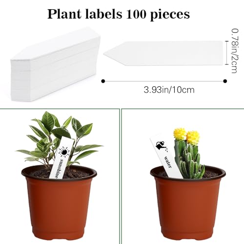 Nursery Pots 100 PCS 6 Inch Plant Pots with 100 Labels, Planting Pot for Plants Indoor Outdoor, Plastic Flower Pot for Seedlings Transplanting Small Plants Growing - size: 6 inch