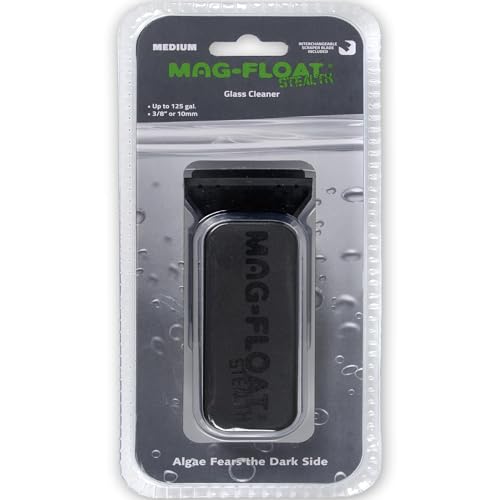 Mag-Float Medium Black Stealth Glass Magnet Aquarium Scraper Cleaner with Blade - Floating Magfloat Magnetic Cleaning Tool - size: Medium