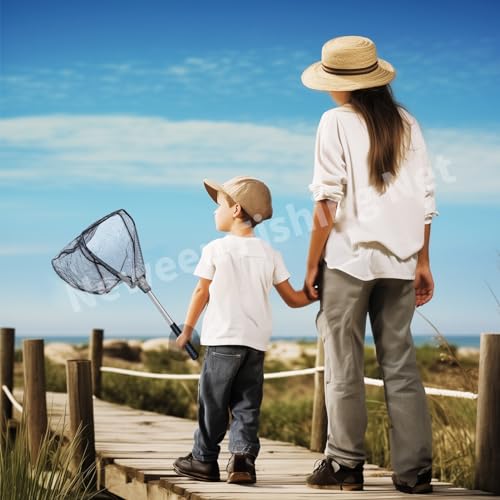 Neween Fishing Net, Foldable Collapsible Telescopic Fish Landing Net, Durable Nylon Material Mesh Landing Net for Easy Catching or Releasing for Trout - style: 21" Full Extended (Fixed Pole)