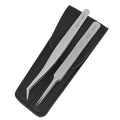 Small Precision Tweezers 4.5 Inch Set of 2 Kit - Mini Angled and Fine Needlepoint Tips with Pouch Sleeve for Embroidery, Jewelery, Beading, Thread, Knitting, Sewing, Arts & Craft (Satin)