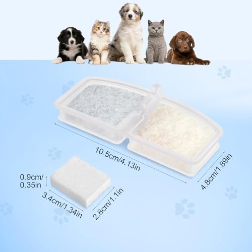 6 Pack Replacement Filters & 6 Pack Replacement Pre-Filter Sponges Filters for PUPERCI Wireless Cat Water Fountain 2.6L Rechageable Cat Fountain Puperci