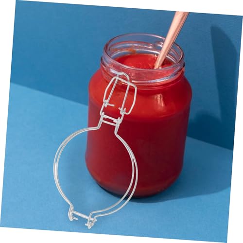 ABOOFAN 2pcs 93mm Stainless Steel Jar Lid Wire Clamps with Spring Buckle, Food-grade Glass Canister Sealing Clips for Kitchen Storage and Canning Supplies