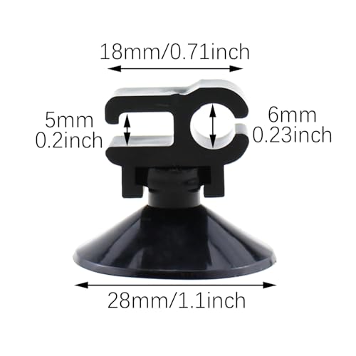 RLECS 15PCS Black Aquarium Suction Cup Clip 28x20mm Oxygen Tube Hose Pump Power Cord Double Head Snap Cable Organiser Suction Cup Aquarium Accessories