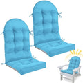 Geelin 2 Pcs Outdoor Patio Chair Cushion Thick High Back Adirondack Chair Cushion Tufted Weather & Fade Resistant Anti-Slip Outside Rocking Chairs Pads with Ties, 44 x 19 x 4 Inch (Light Blue) - color: Light Blue