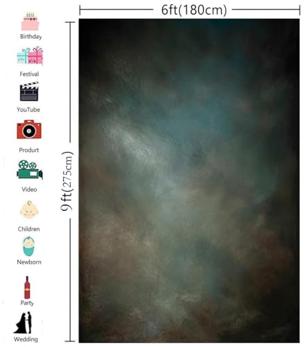 6x9ft Aqua Backdrops Portrait Backdrops for Photography Mottled Photo Background - color: LM-06107, size: 6x9ft
