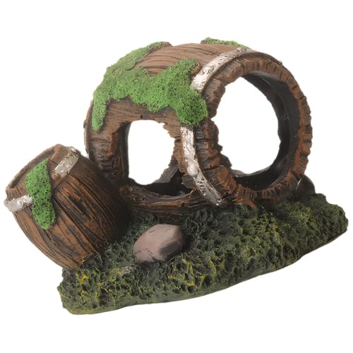 Aquarium Decor Resin Wine Barrel Cave for Fish and Shrimp - Realistic Simulation Barrel Tank Hiding Place for Cichlids, Shrimp, Small Fish - color: Style C, size: 10.5x11x10 cm