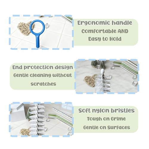 Straw Cleaner Brush,Extra Long Straw Cleaning Brushes with Nylon Bristles,Straw Brush Cleaner for Reusable Straws, Baby Bottles, Tumblers, Sippy Cups and Narrow Tube.