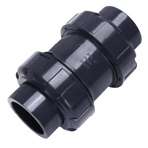 DERNORD 1-1/2" UPVC True Union Ball Check Valve with Full Port, EPDM Seals, Rated at 200 PSI, 1-1/2 Inch Socket - size: 1-1/2 inch