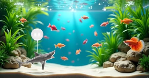 Floating Shark Ornament - Adjustable Aquarium Shark Animal Decor | Aquarium Floating Shark Ornaments Thematic Ornaments Suitable for Aquarium All Kinds of Fish Tank and Home Aquarium Accessories