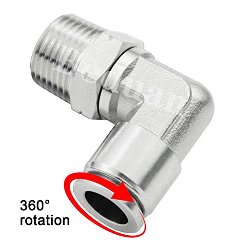 Beduan Push to Connect Fitting Elbow, 1/2" Tube OD x 1/4" NPT Male 90 Degree Elbow Adapter 304 Stainless Steel Air Union Fitting - size: 1/2"Tube OD-1/4"NPT, style: 1Pc