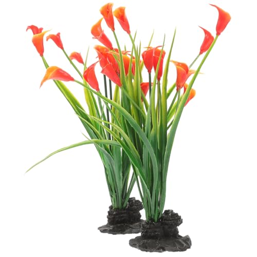 SEWACC 2Pcs Artificial Aquarium Plants for Fish Tank Decoration Realistic Plastic Fish Tank Plants for Desktop Aquarium Landscape Durable and Natural Look Accessories