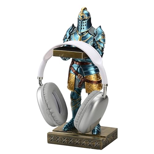 King's Guard Headphone Stand Watch Display Stand Jewelry Bracelet Necklace Holder Trays Towers Warrior Knight Mobile Phone Stand for Office & Home 12.20 Inch (Blue) - color: Blue