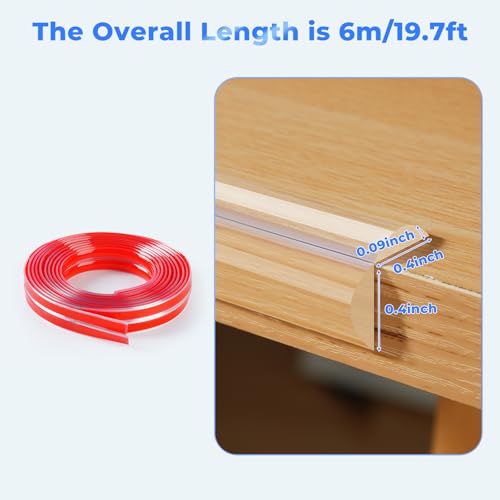 Edge Corner Protector Baby Proofing, Clear Soft Corner Protectors Baby Proof, Furniture Corner Guard & Edge Safety, Edge Protector for Table and Fireplace(19.6ft L*0.78inch W*0.09inch H) - size: 19.6ft L*0.78inch W