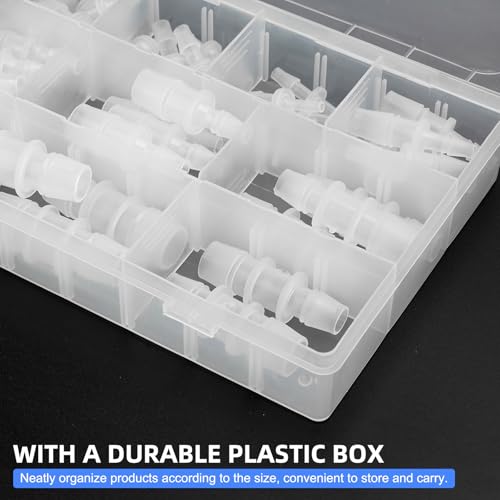 40pcs Hose Barb Fitting, Plastic Hose Barb Reducing Fittings Assortment,Barbed Reducer For Air Gas Water Liquid Line Catheter Tube Pump Adapters