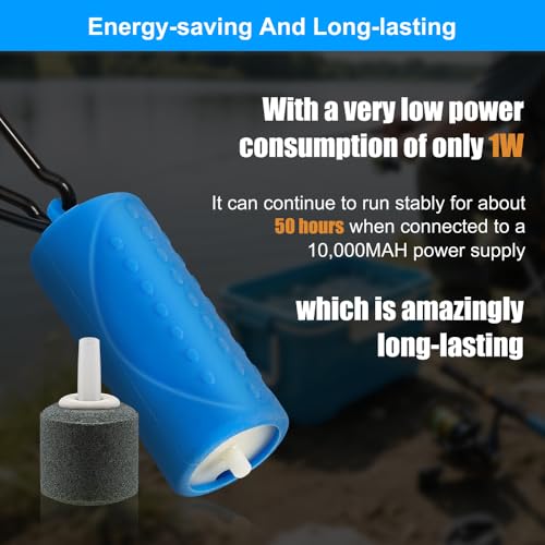 USB Mini Aquarium Air Pump Ultra Quiet Fish Tank Air Pump with Black Hanging Clasp Portable Aquarium Oxygen Aerator Pump Includes Fish Tank Airline Tubing and Air Stone(1W/2W/3W) - size: 1W