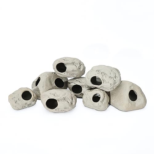 ALEGI Aquarium Rock Cave Decor for Shrimp Cichlid Hiding Breeding (Set 8) - style: Set 8