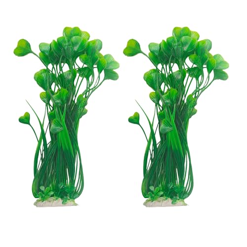 2Pcs Plastic Fish Tank Plants, Extra Large Artificial Aquarium Plants, Tall Seaweed Decorations, Realistic Aquatic Decor for Freshwater and Saltwater Aquarium(Green)