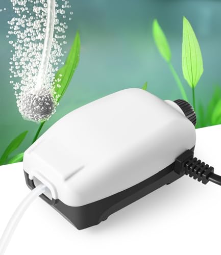 HITOP Upgraded 2W Adjustable Single Outlet Aquarium Air Pump, 44GPH Mini Quiet Fish Tank Aerator with Accessories, Oxygen Pump for Small Tank up to 40Gallon - style: 44GPH(with knob)