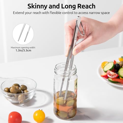 U-Taste 8in Kitchen Plating Tweezer: 18/8 Stainless Steel Food-Grade Metal Food Tong, Seamless-Welding, Sturdy and Flexible with Non-Slip Tips for Serving, Decorating, Cooking, Baking (Pointed Tip) - size: 8in (pointed tip)