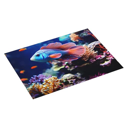 Dish Drying Mat for Kitchen Counter Super Absorbent Microfiber Kitchen Drying Mat Coral Reef Fish Aquarium Non-slip Drainer Mats Extra Large Dish Rack Pad Kitchen Accessories 18"x24"