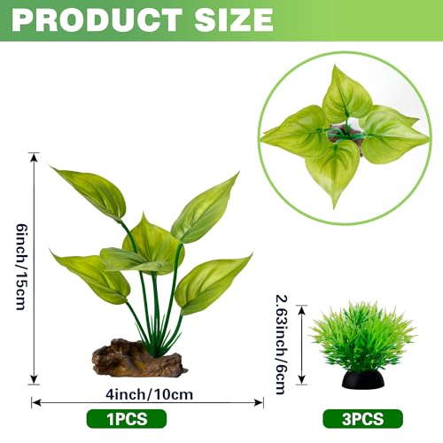 Fish Tank Artificial Plastic Plants Decorations 6inch Silk Betta Leaf pad Hammock Hides Small Aquarium Decor Fish Bowl Accessories Reptiles Turtle Tank Driftwood Ornaments