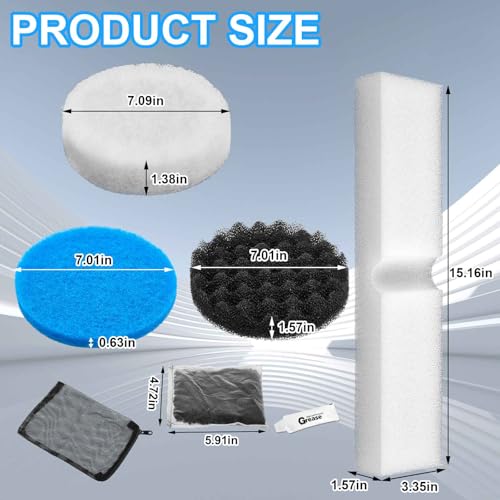 Threlaco 17 Pcs Filter Media Replacement Set Compatible with Fluval Fx4 Fx5 Fx6, Including Fine Filter Water Polishing Pads, Foam, Foam Block, Activated Carbon, Silicone Lube, Mesh Bags