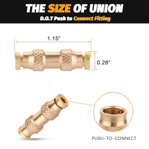 1/8" DOT Push to Connect Air Fittings, (One-eighth of an Inch) Push-In D.O.T Brass Fittings for Air Brake Lines of Trailers and Industrial(Pack 4) - color: 4PCS DOT Push-to-Connect, size: 1/8" Od