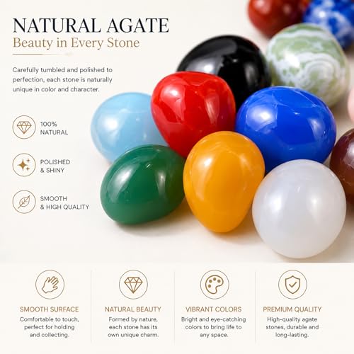 Polished Colorful Agate Crystal Bulk - 0.5" Tumbled Stone Chips Rocks, 10 oz Crushed Sea Glass Vase Filler Small Stones for Healing, Reiki, Crafting, Home Decor - color: Colorful Agate, size: 0.5"
